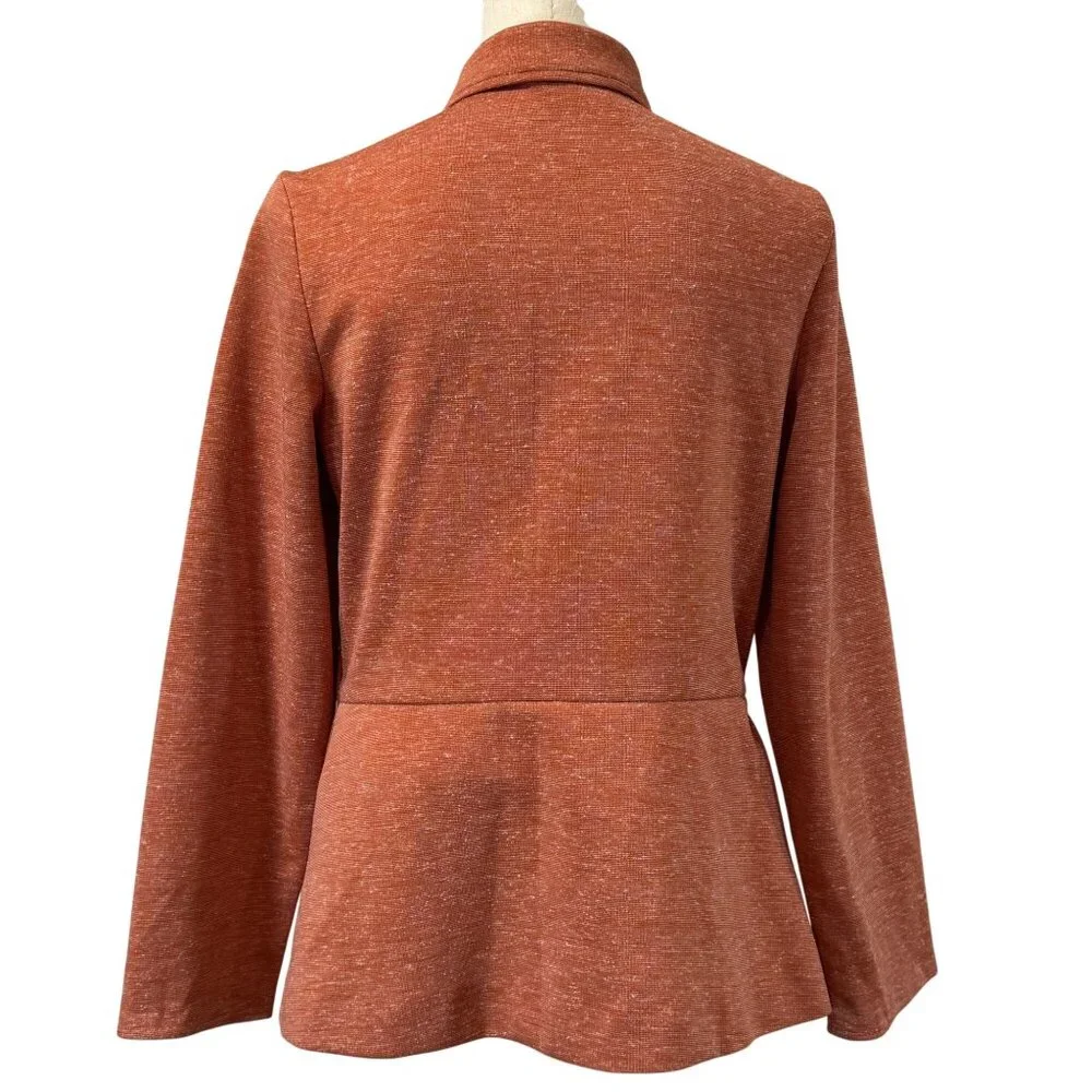Vintage Rust Orange Button-Up Long Sleeve Shirt Jacket Size 16 Heathered Pockets - Picture 2 of 16